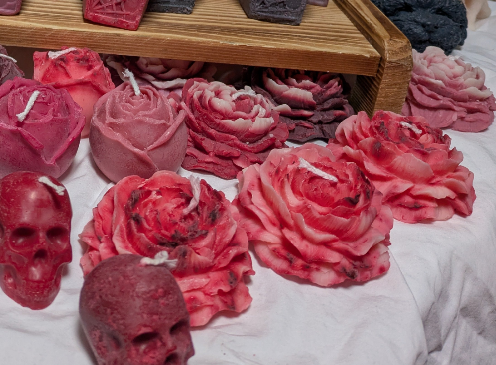 Painted Peony Roses - Statement Candle Decor