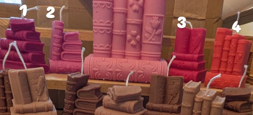 Small Sculpted look Bookstack Candles