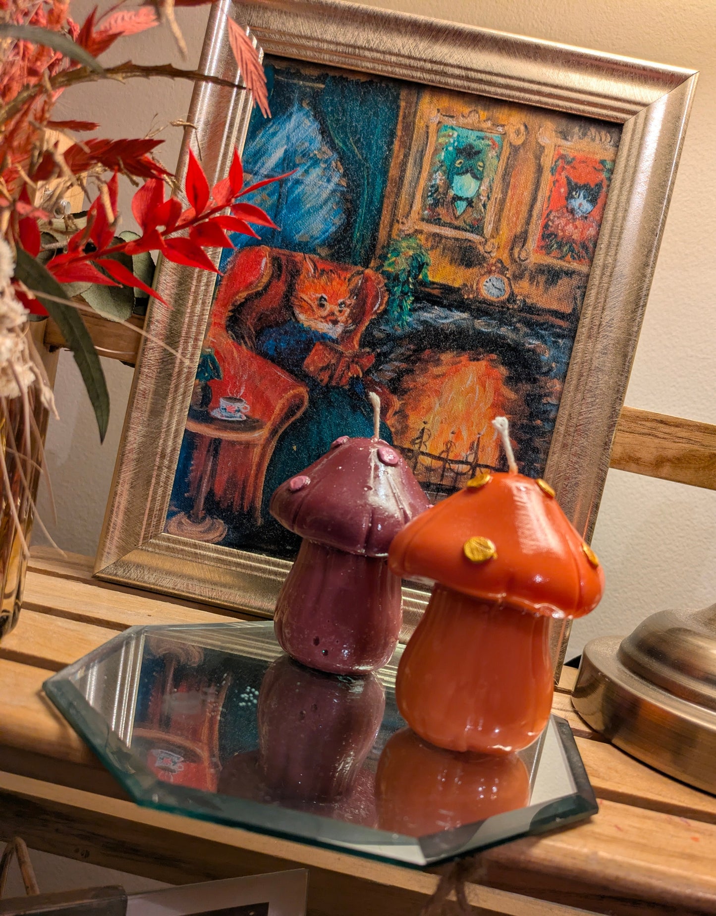 Gloss Finish Hand-painted Mushroom Candle – Orange (Trial Batch)