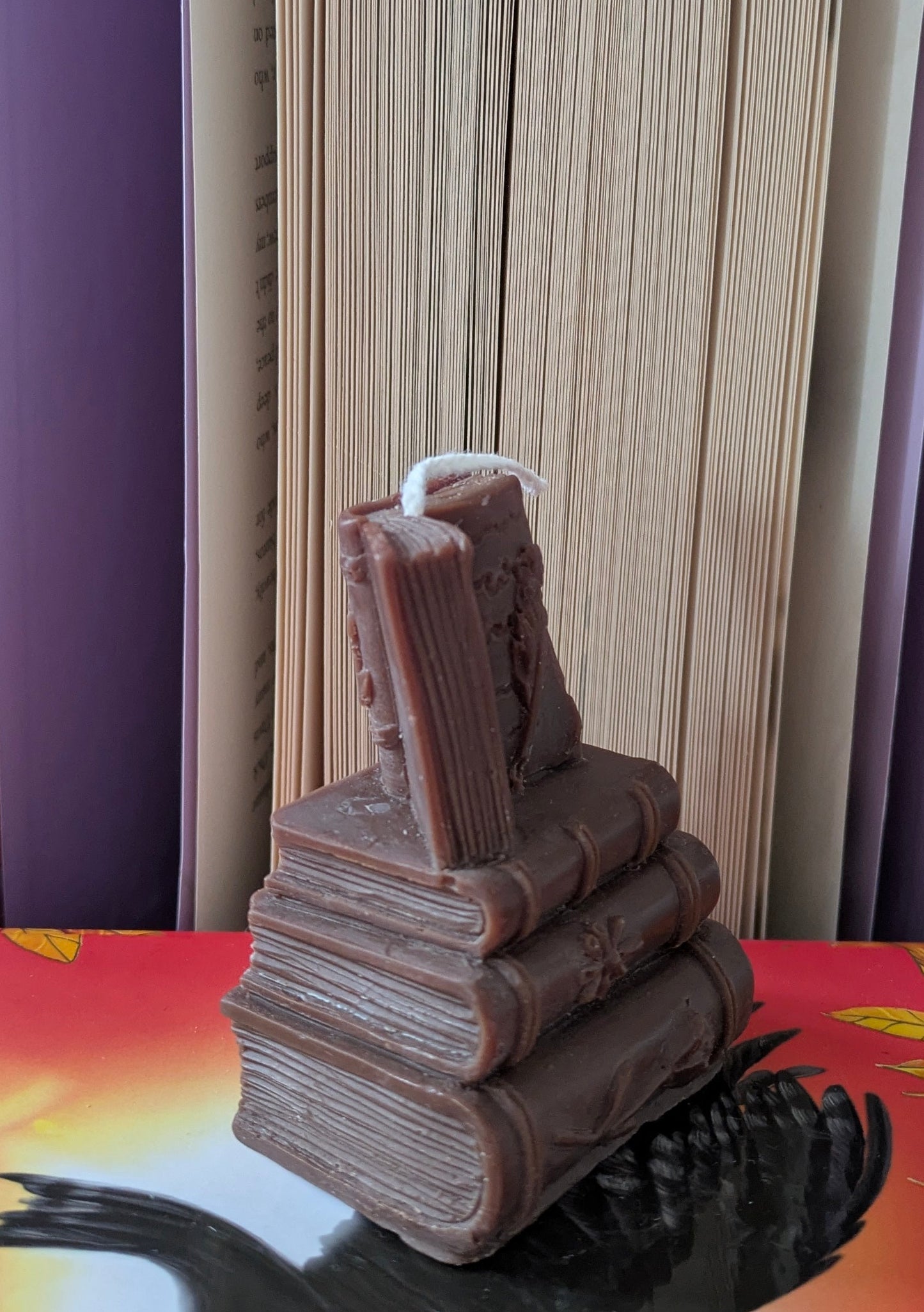 Book Stack Ornamental Candle