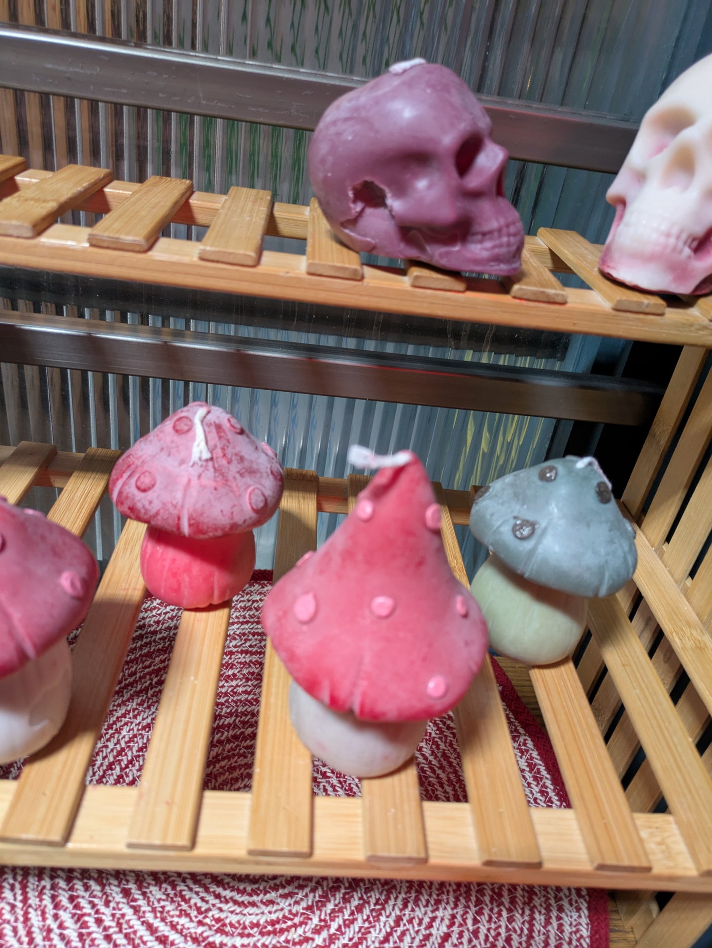 Hand Painted mushrooms - Statement Candle Decor