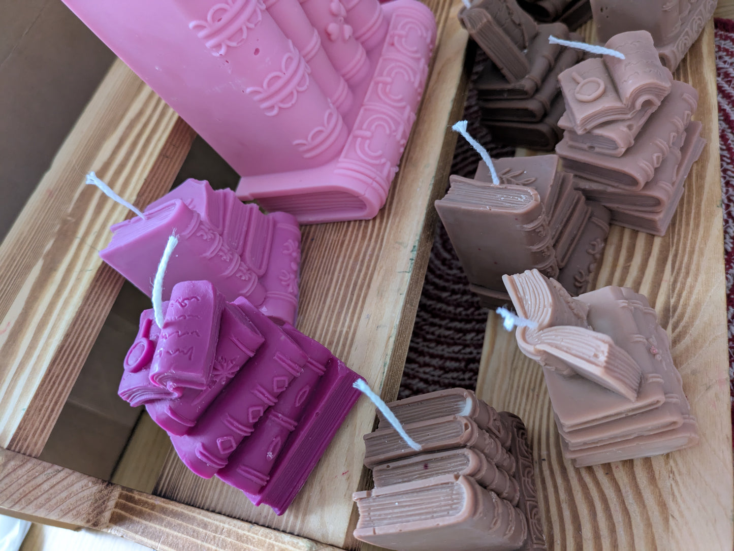 Small Sculpted look Bookstack Candles