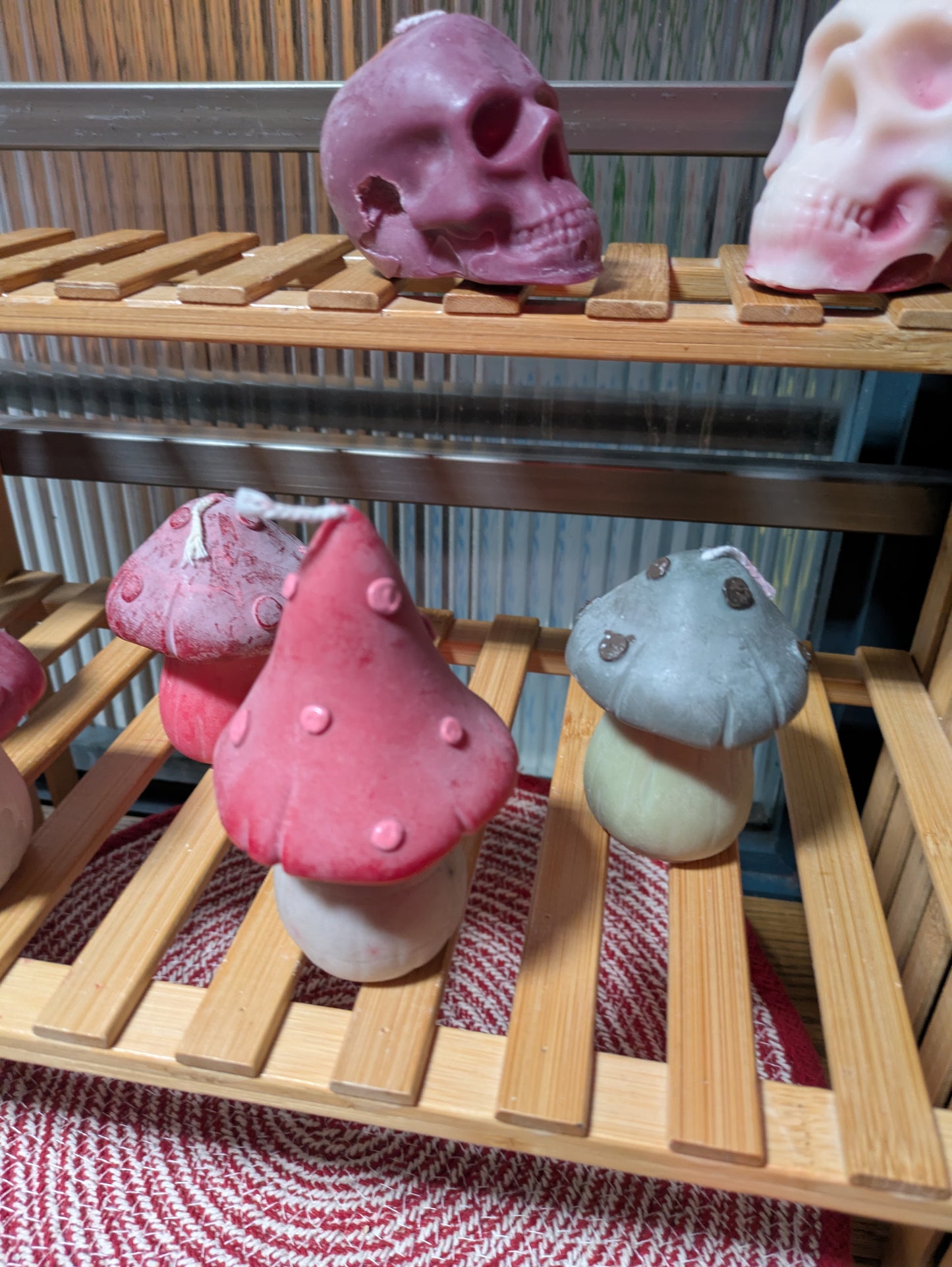 Hand Painted mushrooms - Statement Candle Decor
