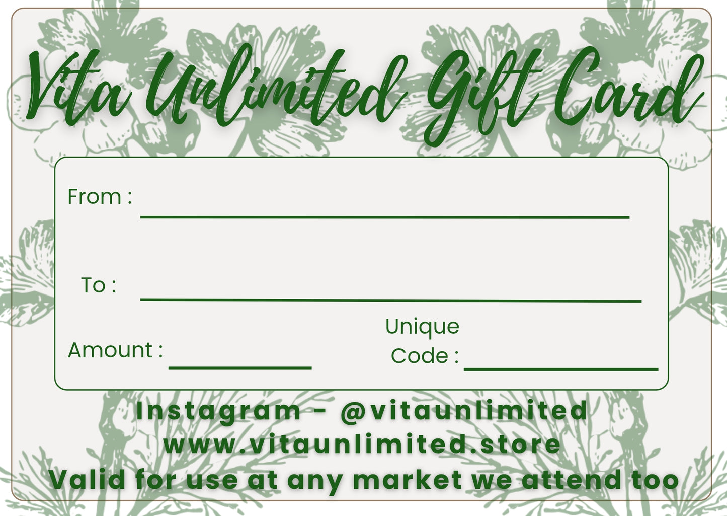 VitaUnlimited Gift Card