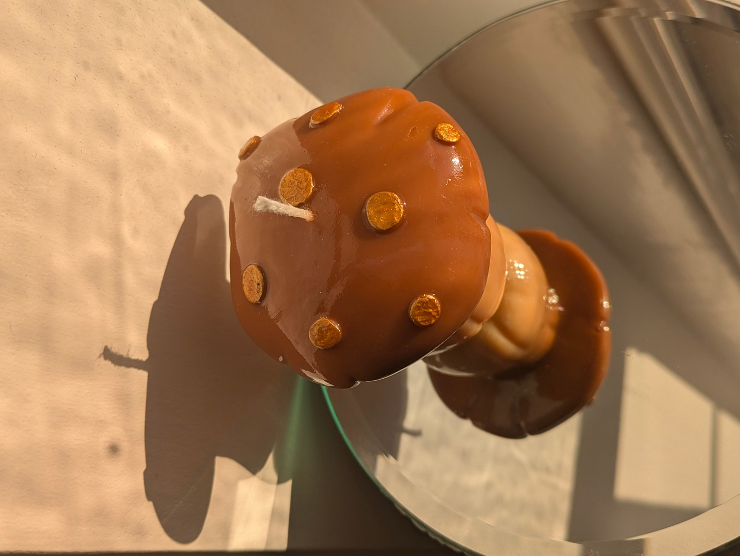 Orange Rust Small Mushroom - Gloss Candle