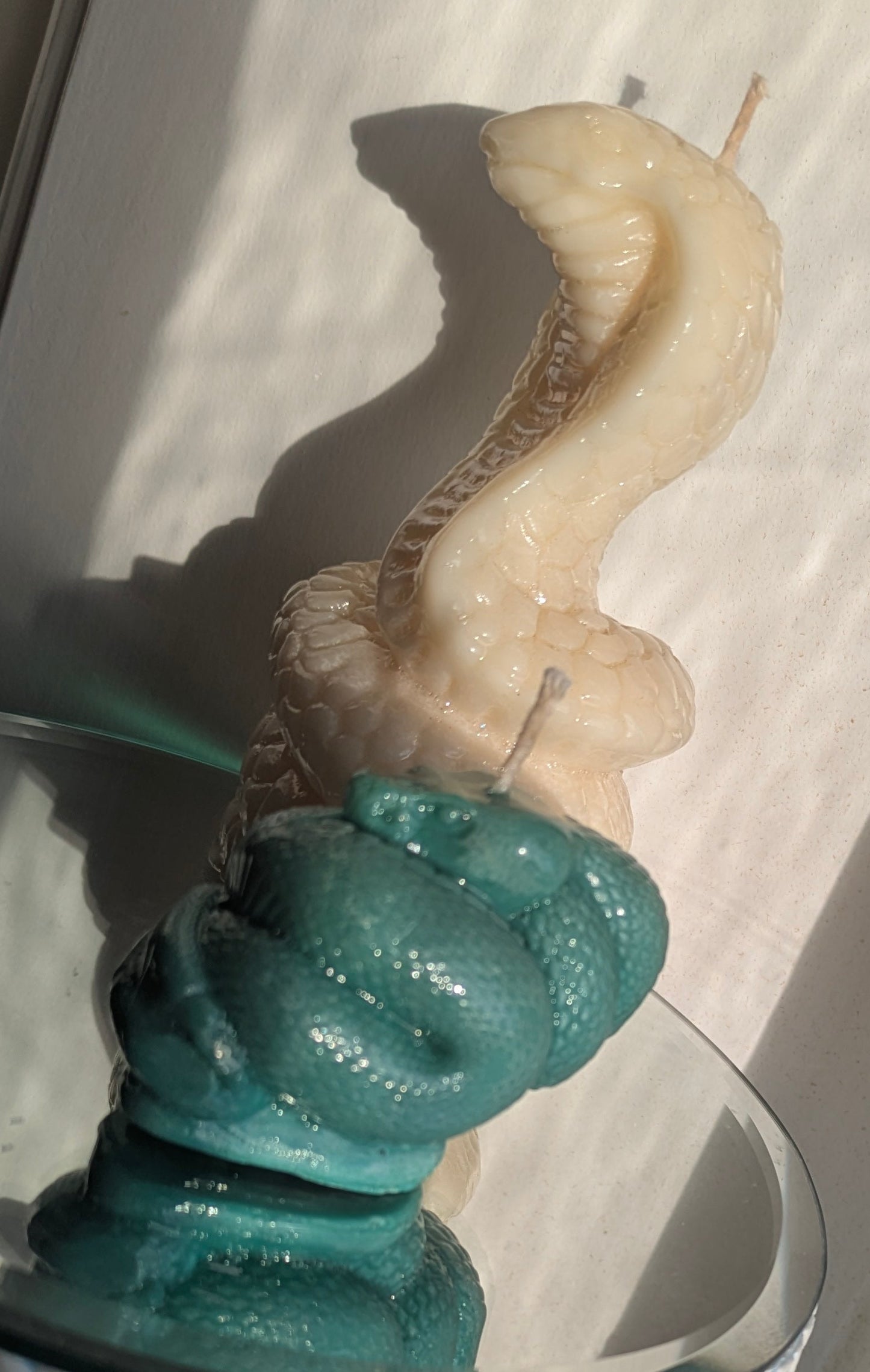 White Large Coiled Snake - Gloss Candle