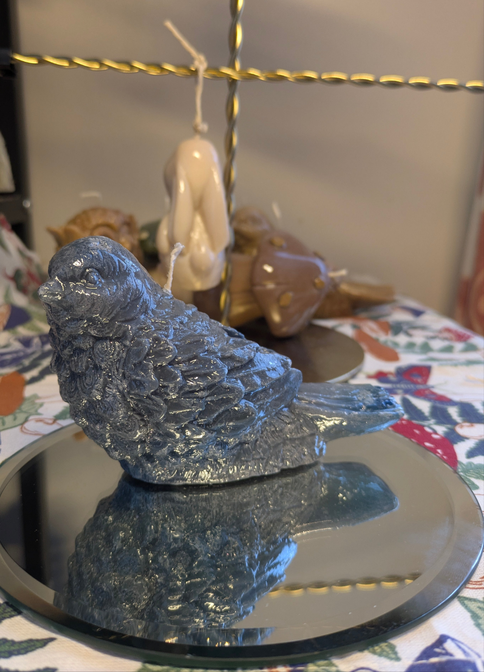 Large Grey Stirling Bird - Gloss Candle - VitaUnlimited