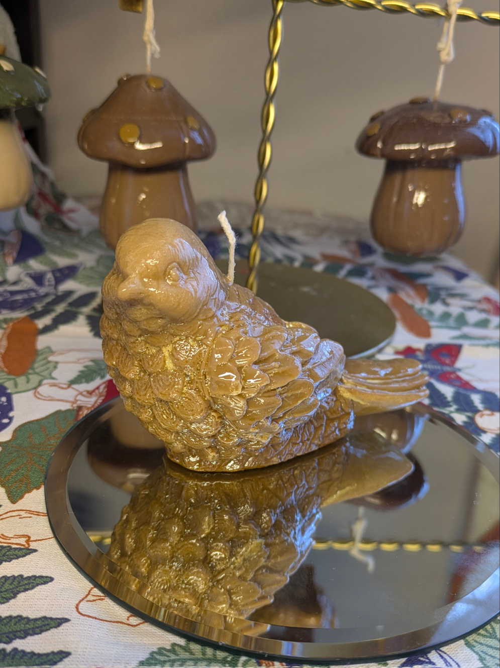 Large Light Brown Stirling Bird - Gloss Candle - VitaUnlimited