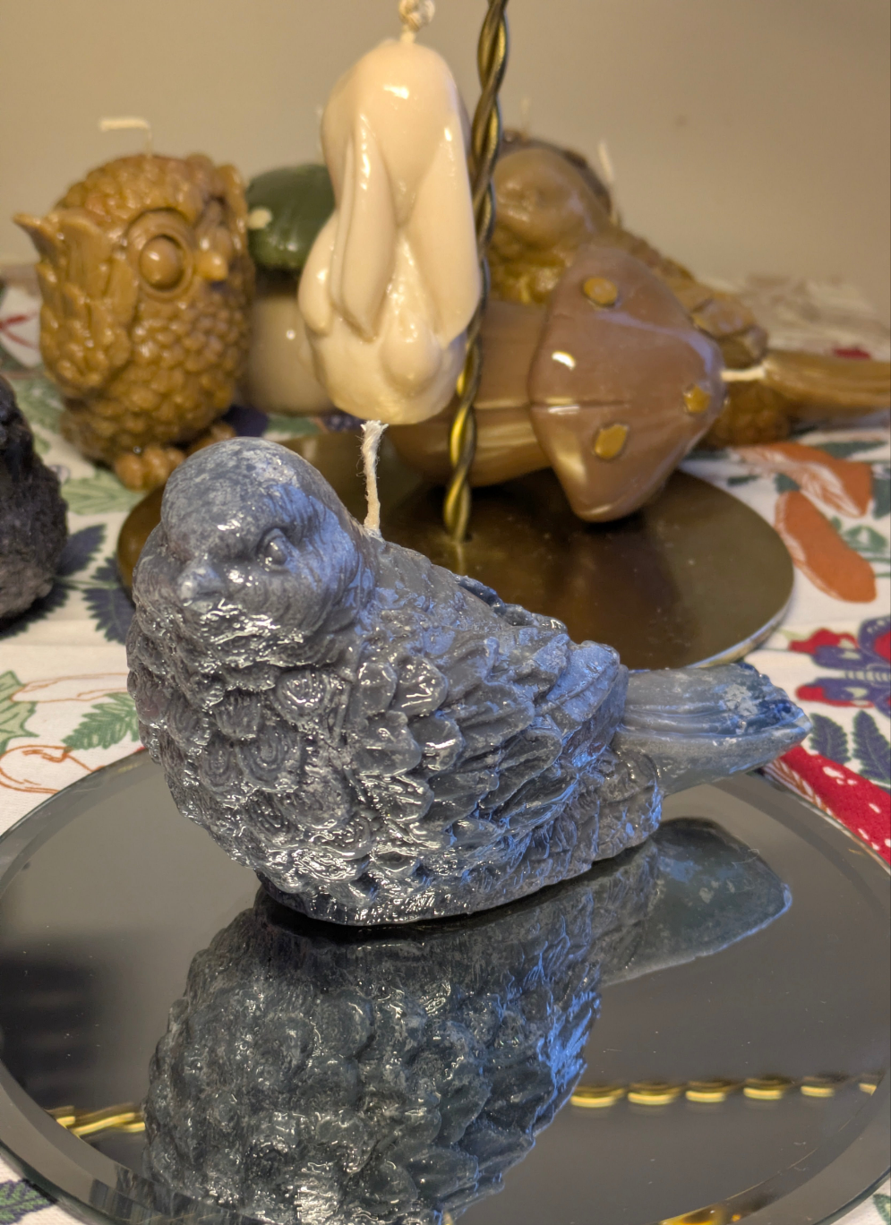 Large Grey Stirling Bird - Gloss Candle - VitaUnlimited