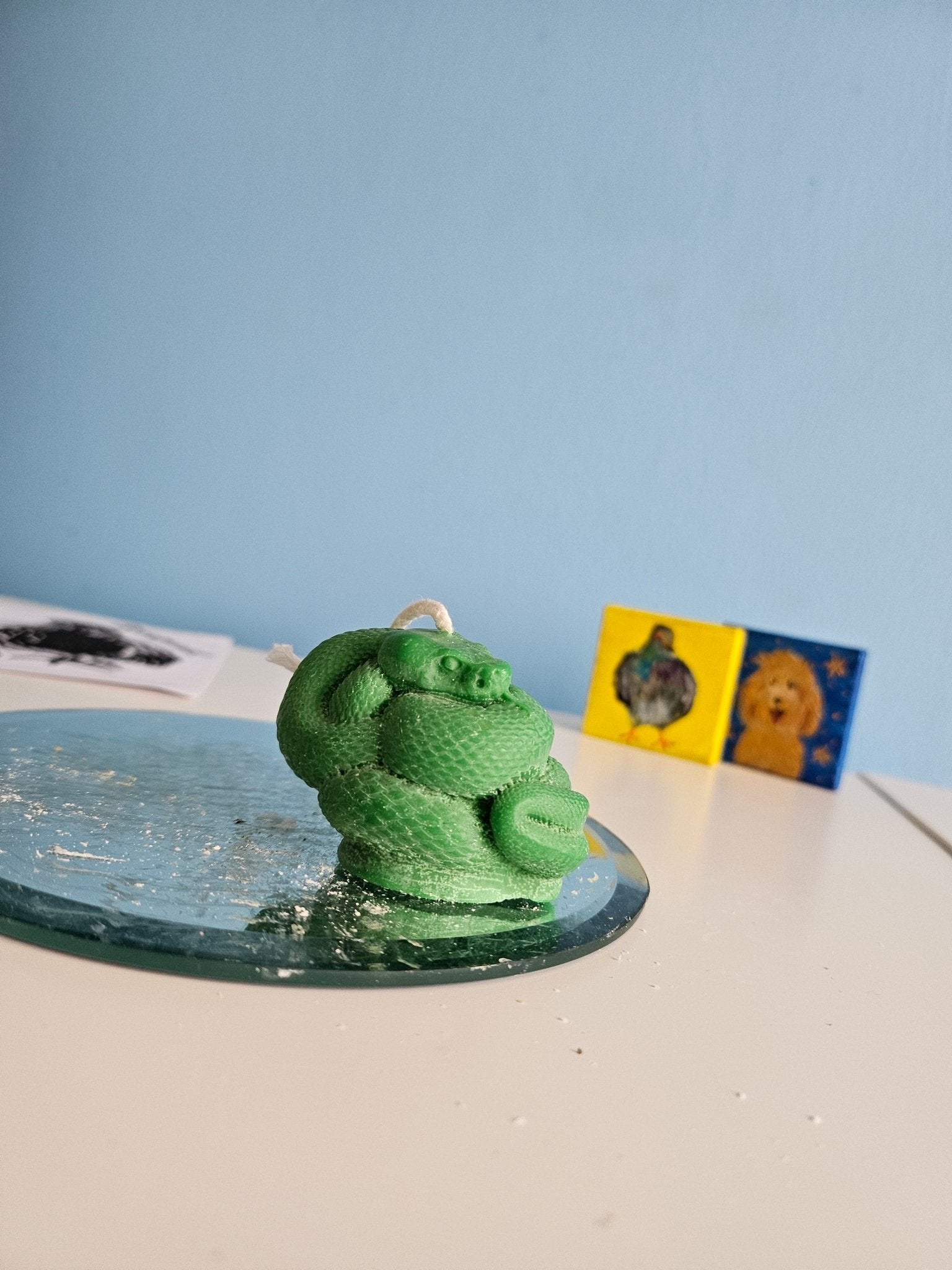 Coiled Green Snake Candle - VitaUnlimited