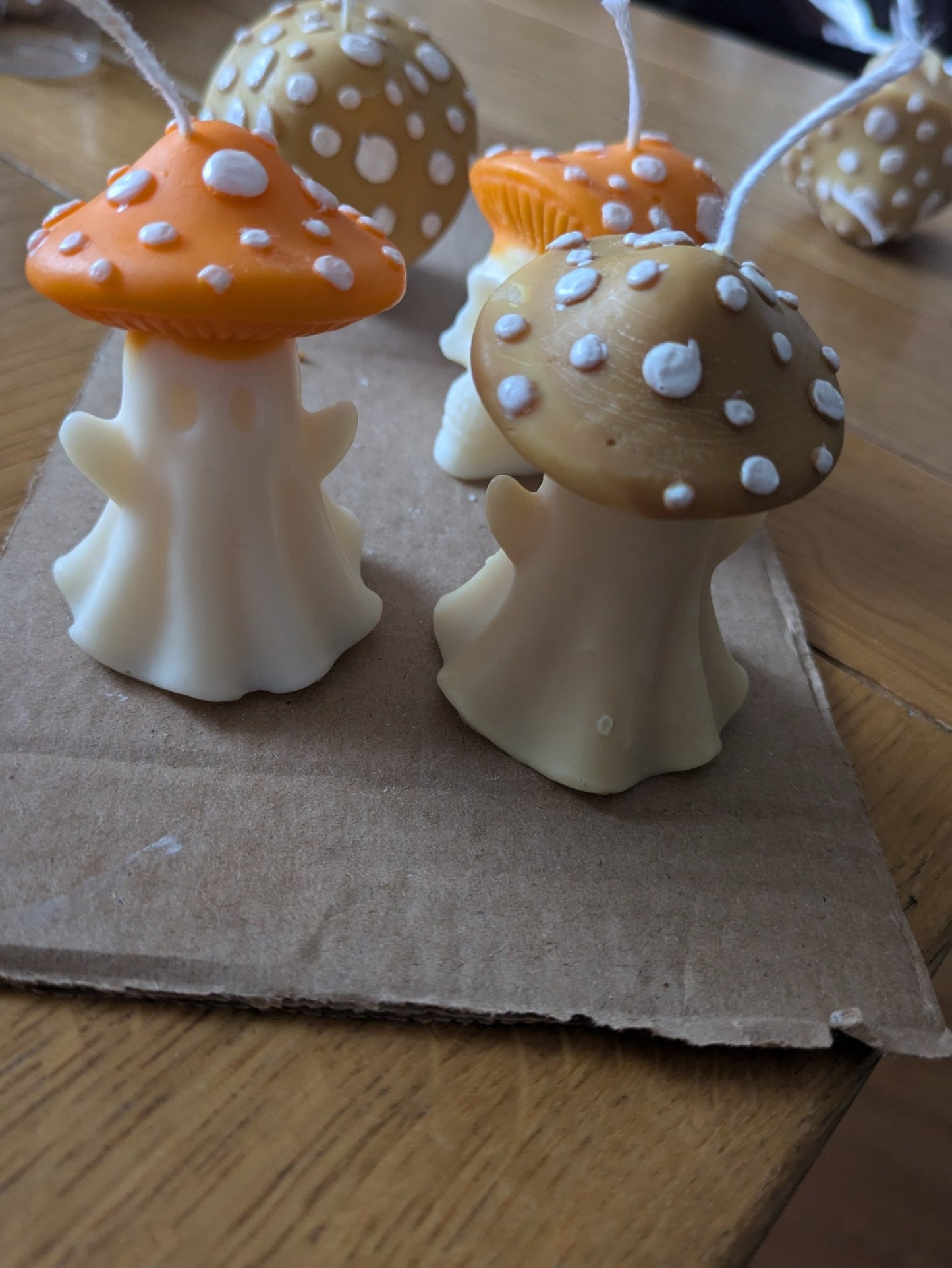 Ghost - shroom hand painted Decorative Halloween Candles - VitaUnlimited