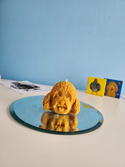 Golden Brown Mini Poodle Face Candle - VitaUnlimited