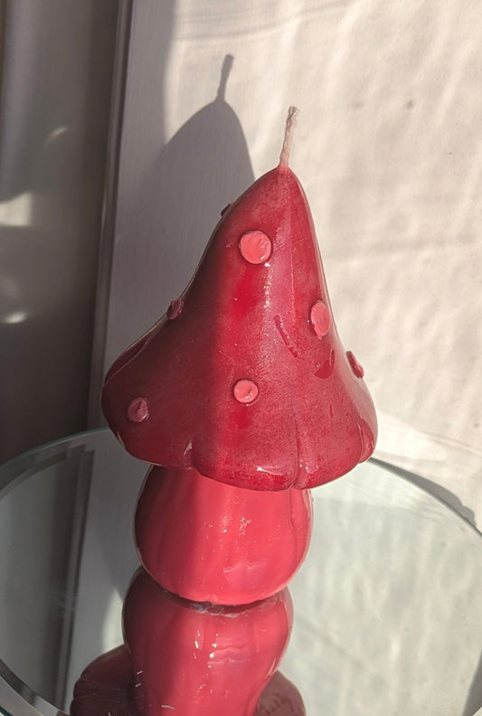 Large Pinky Red Mushroom - Gloss Candle