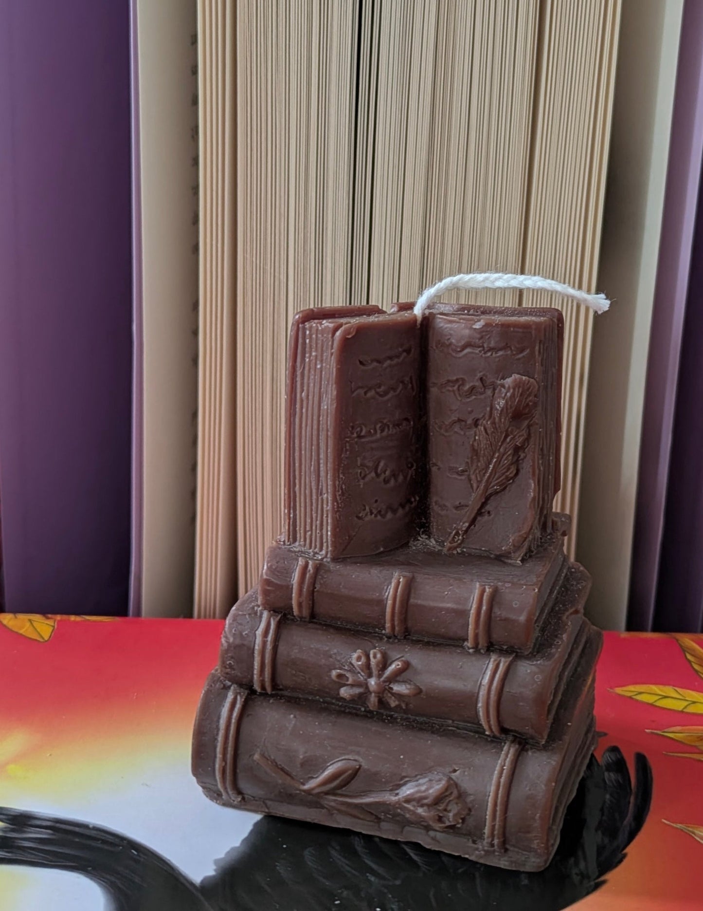 Book Stack Ornamental Candle