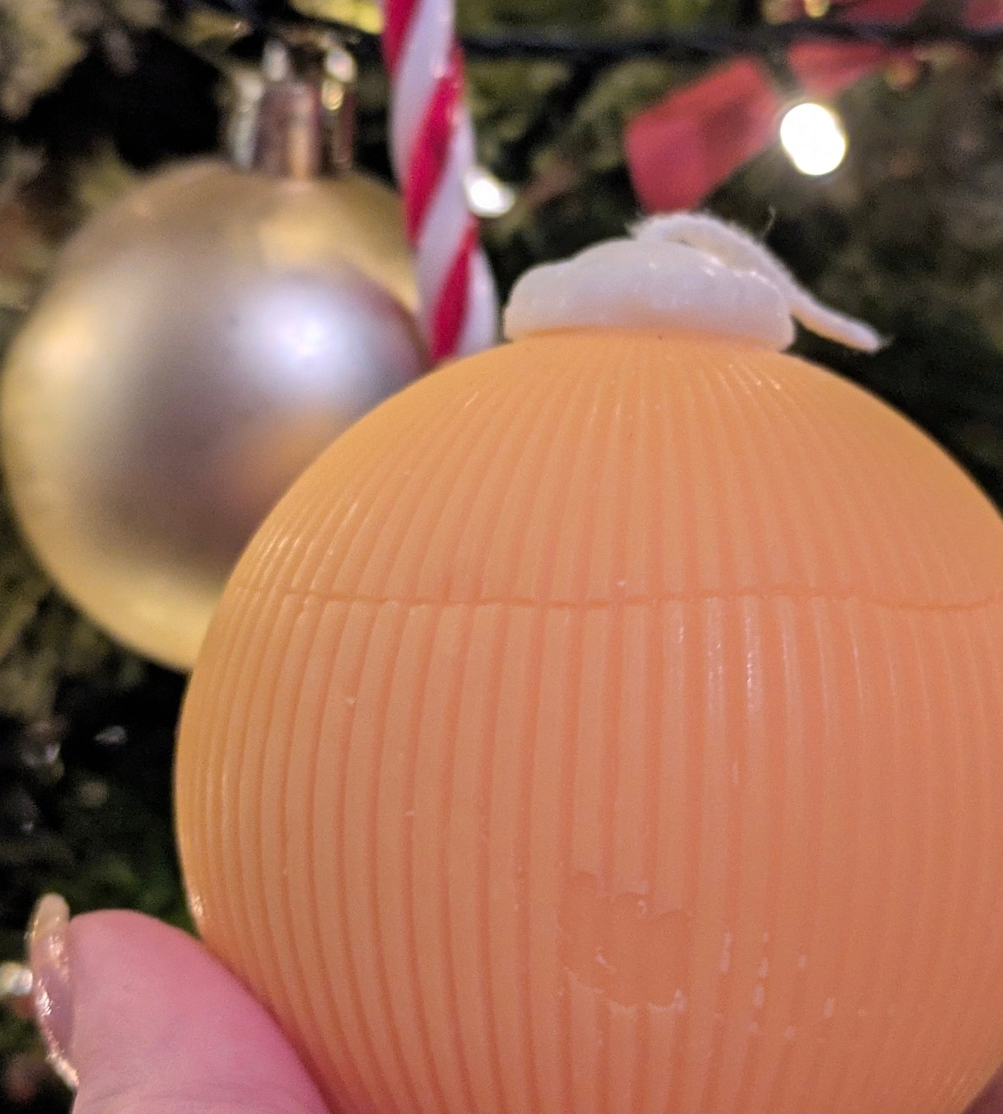 Christmas Vintage Bauble Candles - Yellow Ribbed (B Grade) - VitaUnlimited