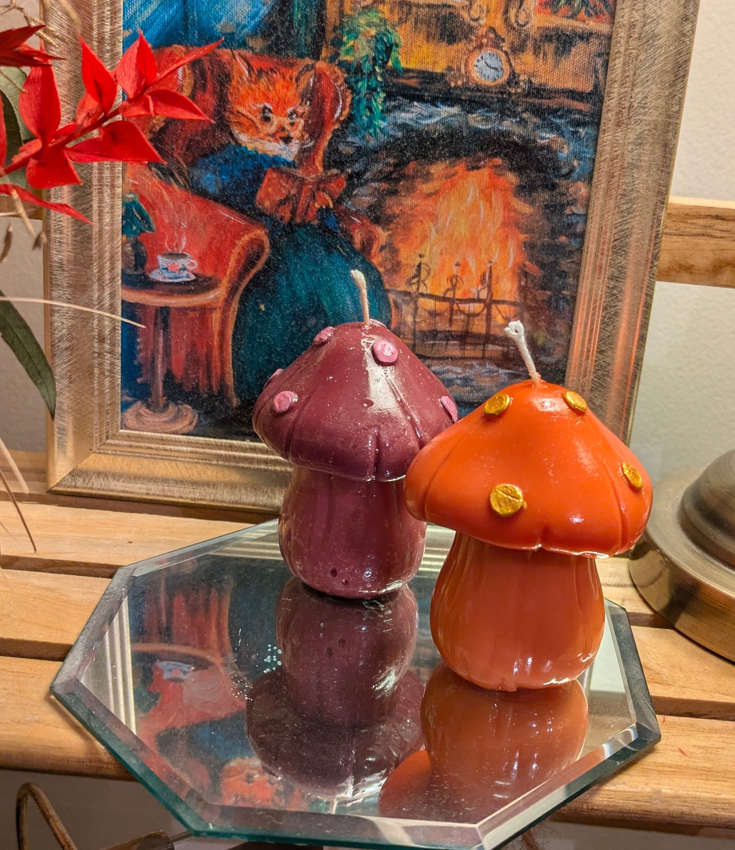 Gloss Finish Hand-painted Mushroom Candle – Orange (Trial Batch)