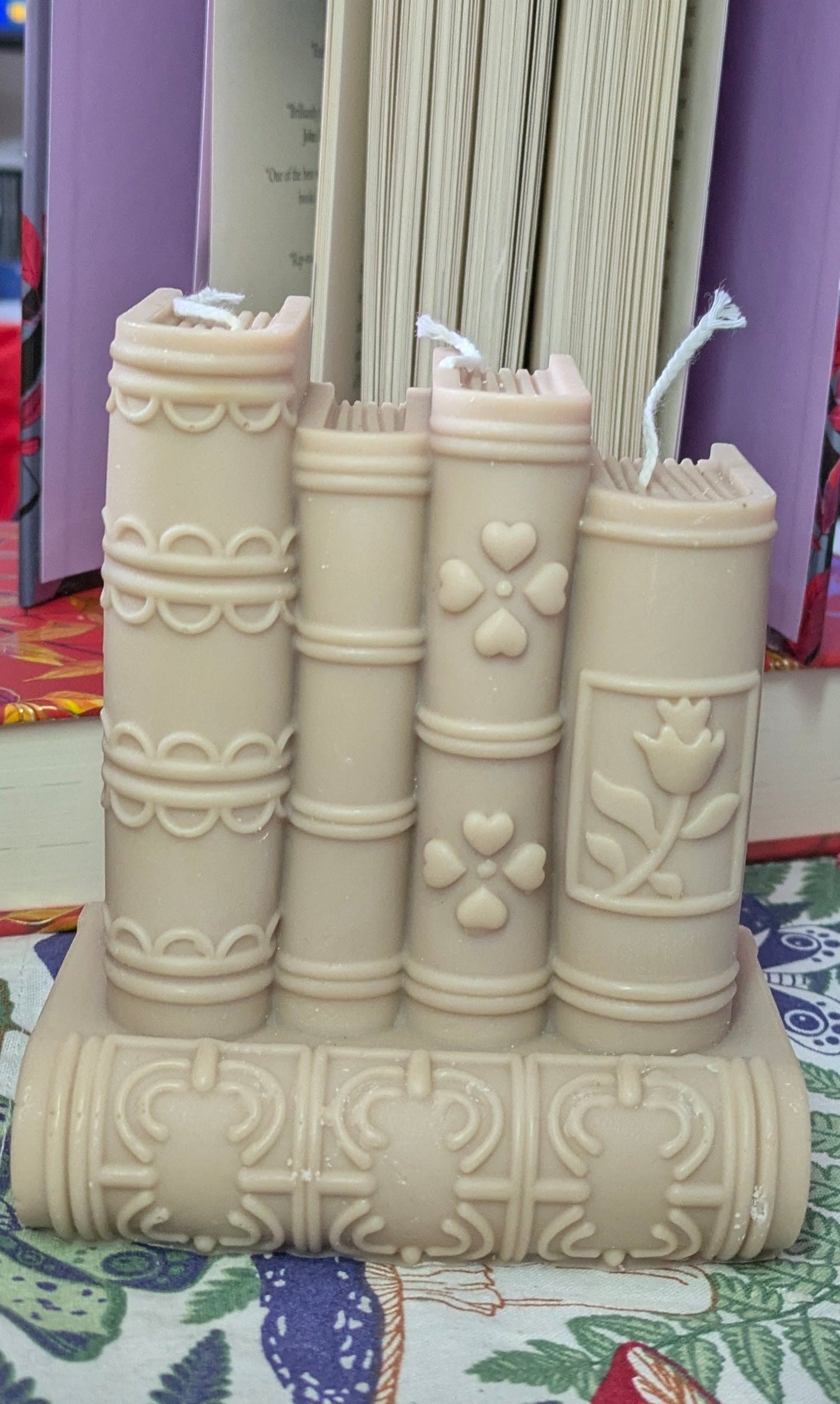 Book Stack Ornamental Candle