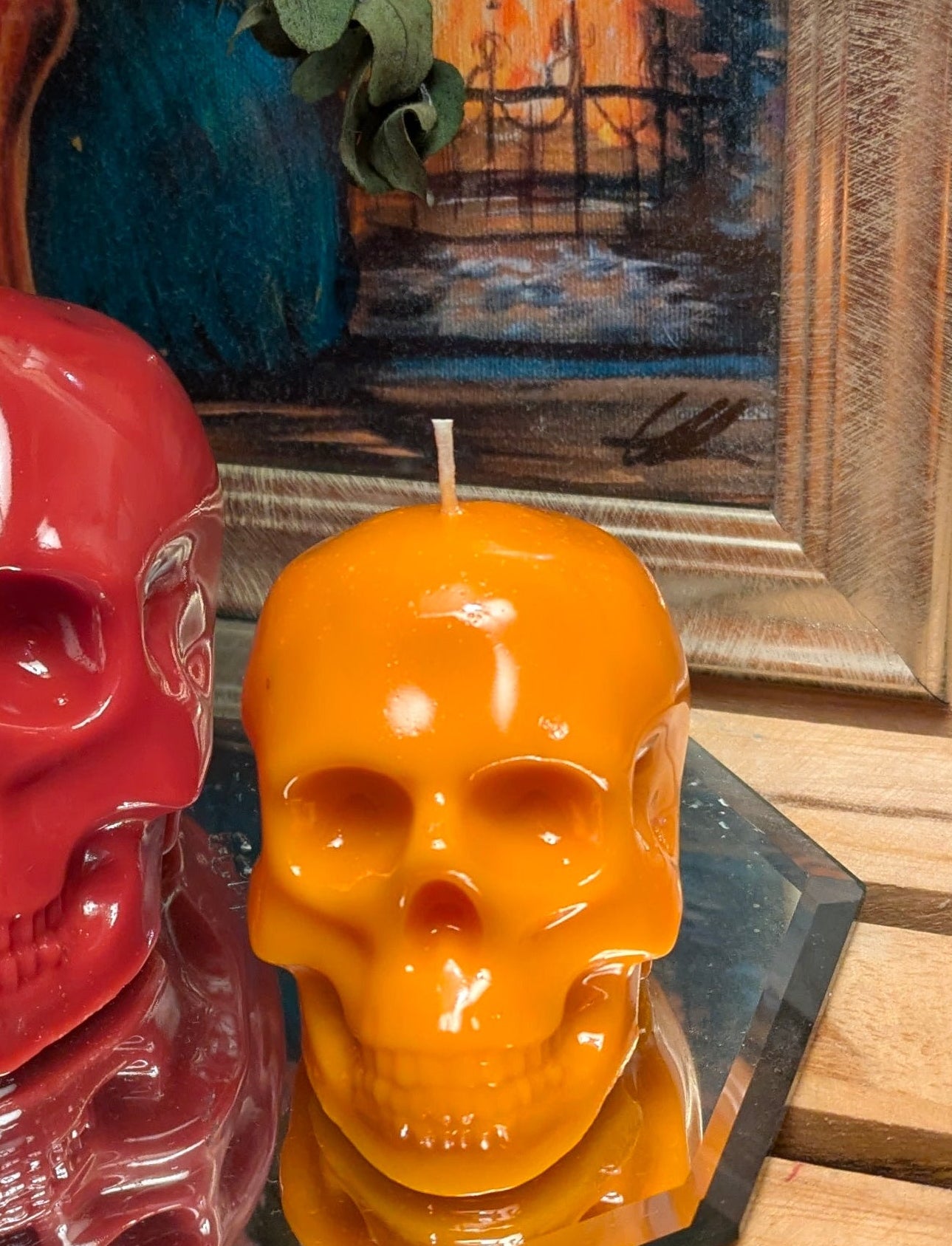 Gloss Finish Medium Skull Candle – Orange (Trial Batch) - VitaUnlimited