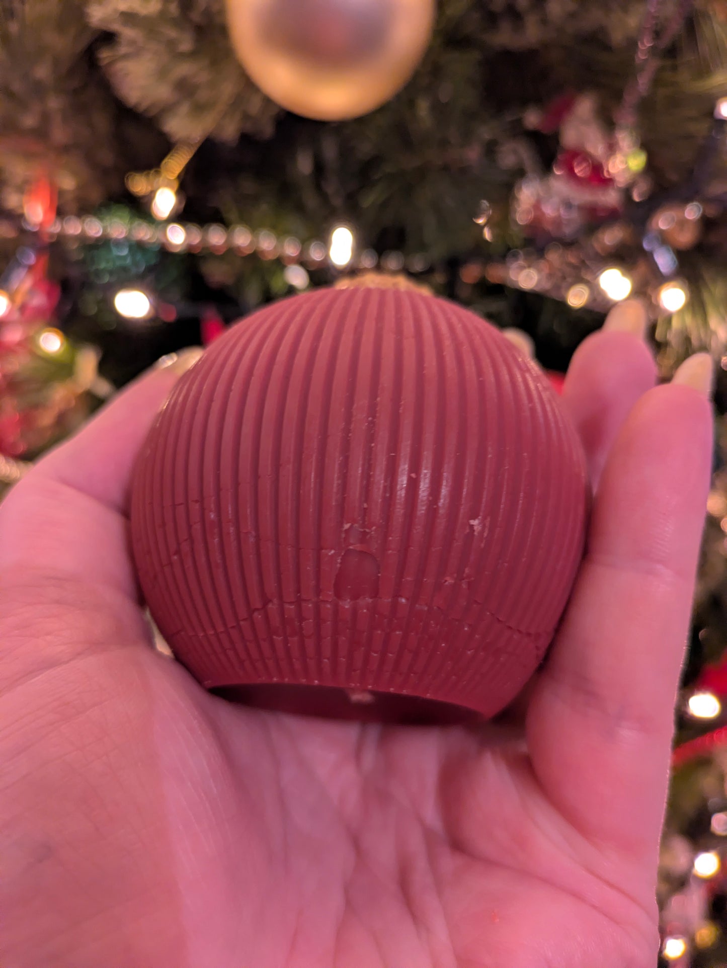 Christmas Vintage Bauble Candles - Red Ribbed (B Grade) - VitaUnlimited