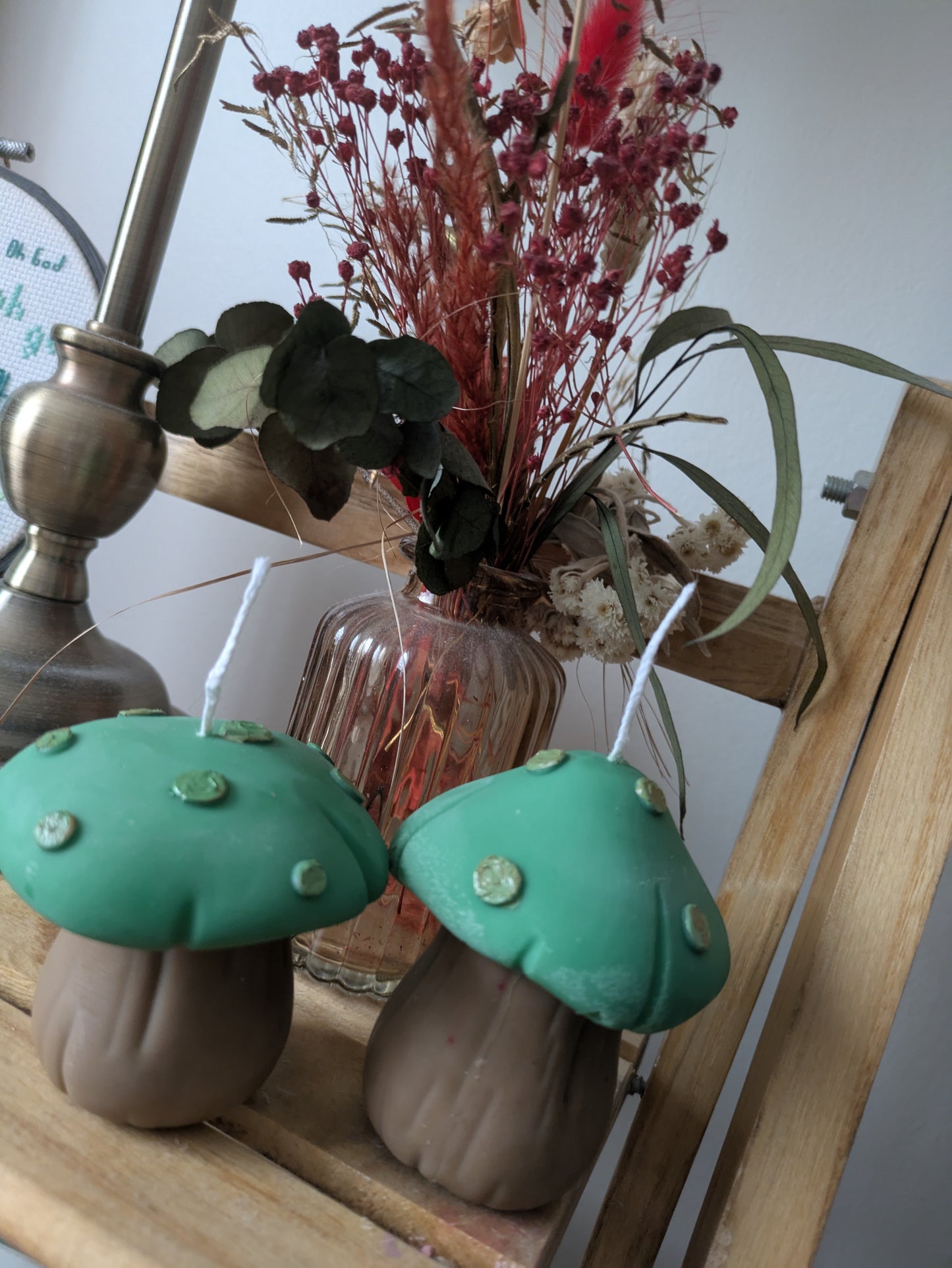 Green Mushroom Candles - Autumn Decor (reclaimed collection)