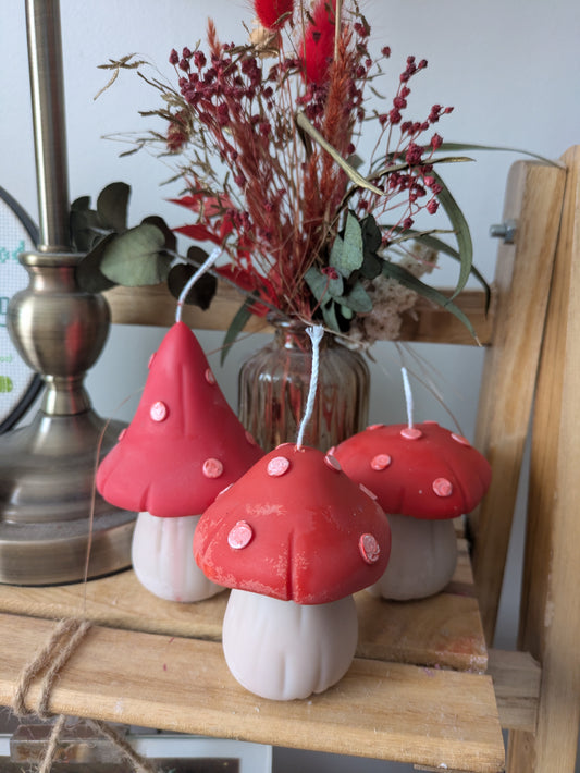 Red Mushroom Candles - Autumn Decor (reclaimed collection)