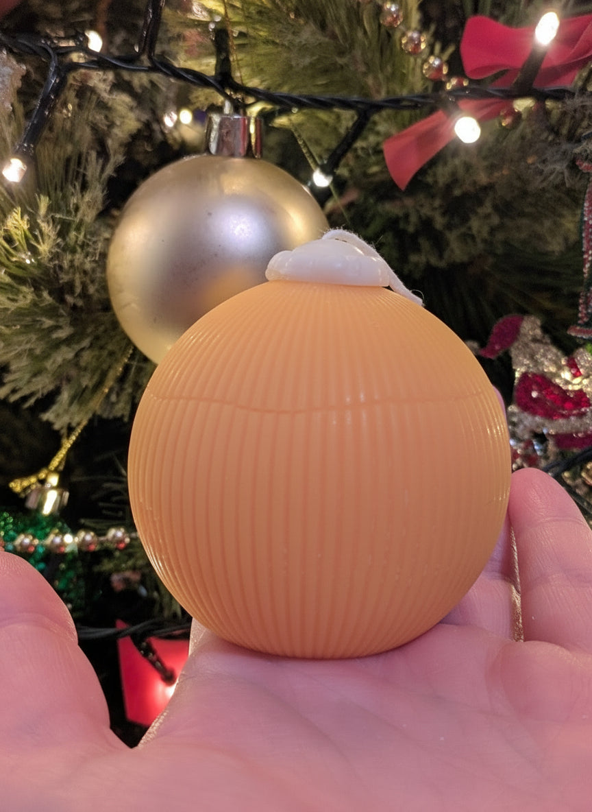 Christmas Vintage Bauble Candles - Yellow Ribbed (B Grade) - VitaUnlimited