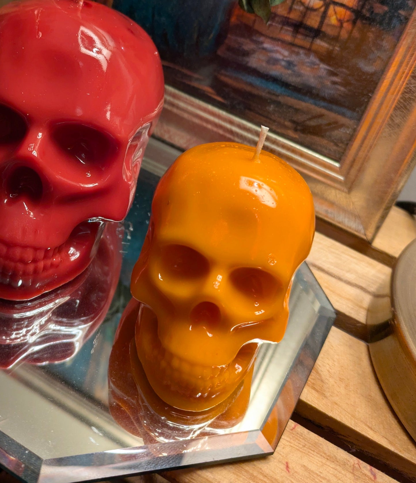 Gloss Finish Medium Skull Candle – Orange (Trial Batch) - VitaUnlimited