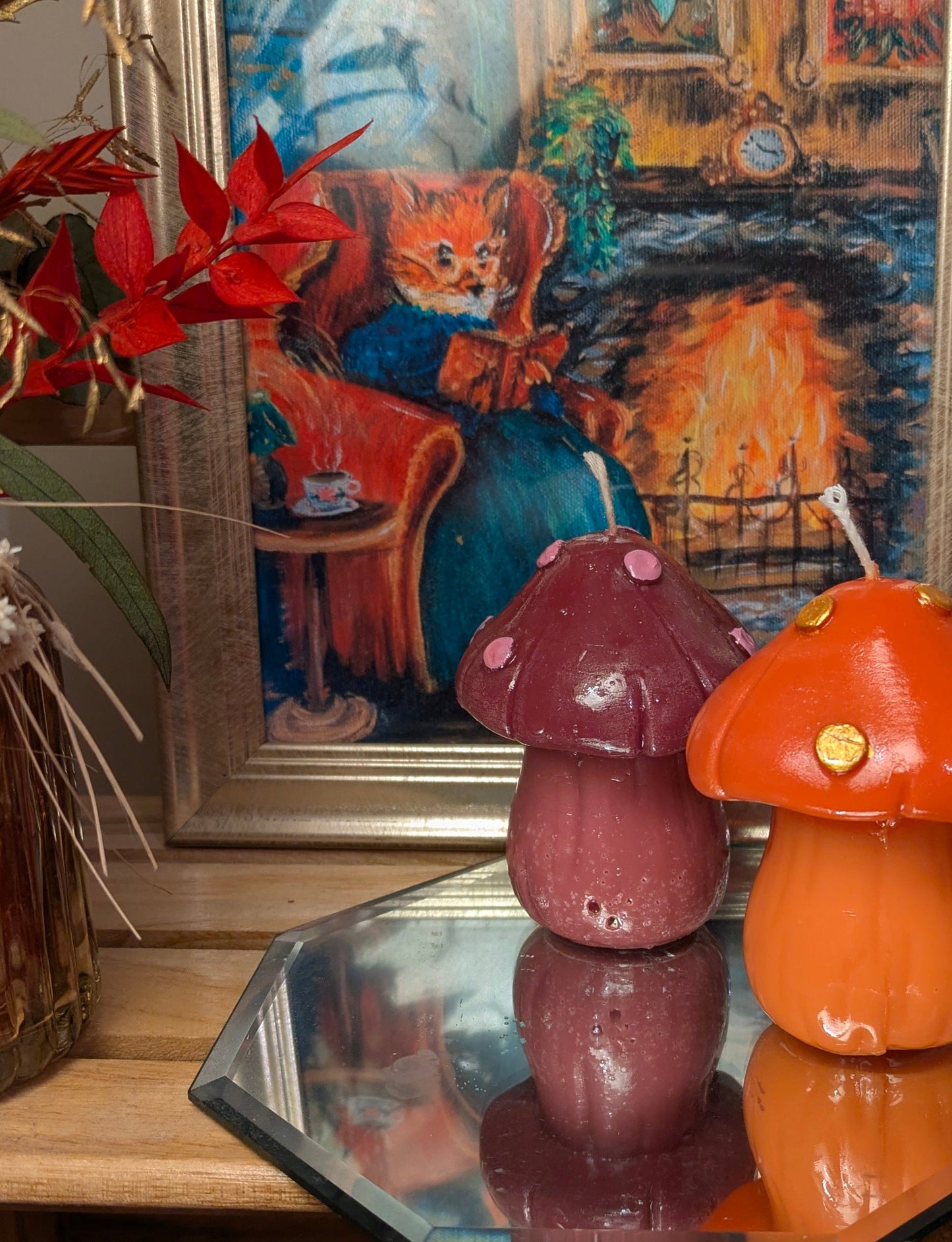 Gloss Finish Hand-painted Mushroom Candle – Purple (Trial Batch)