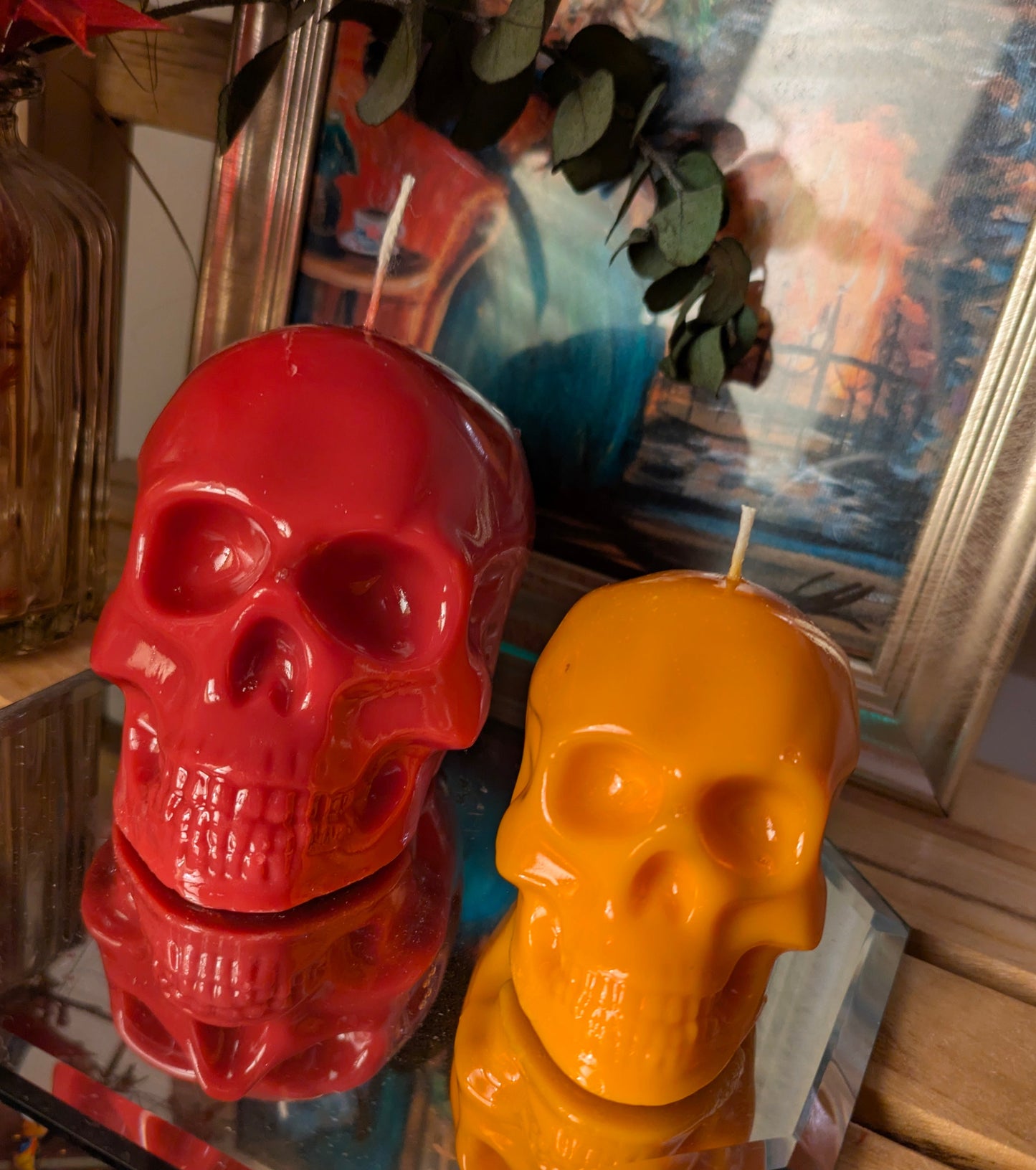 Gloss Finish Medium Skull Candle – Orange (Trial Batch) - VitaUnlimited
