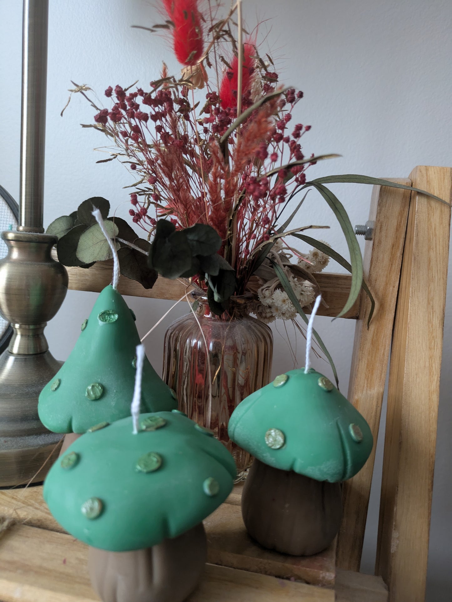 Green Mushroom Candles - Autumn Decor (reclaimed collection)