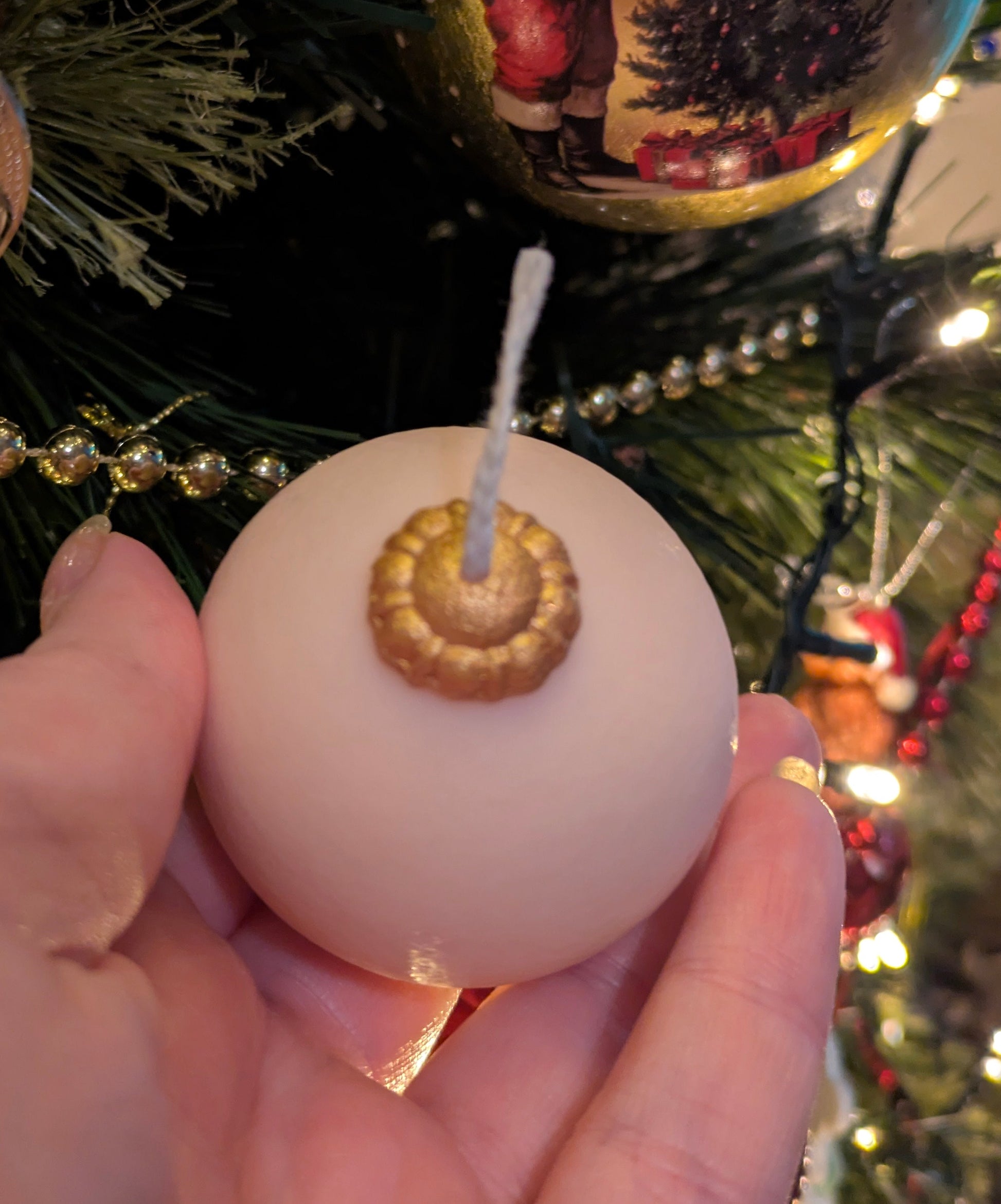 Christmas Vintage Bauble Candles - White Textured - VitaUnlimited