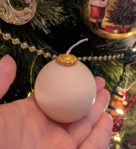 Christmas Vintage Bauble Candles - White Textured - VitaUnlimited