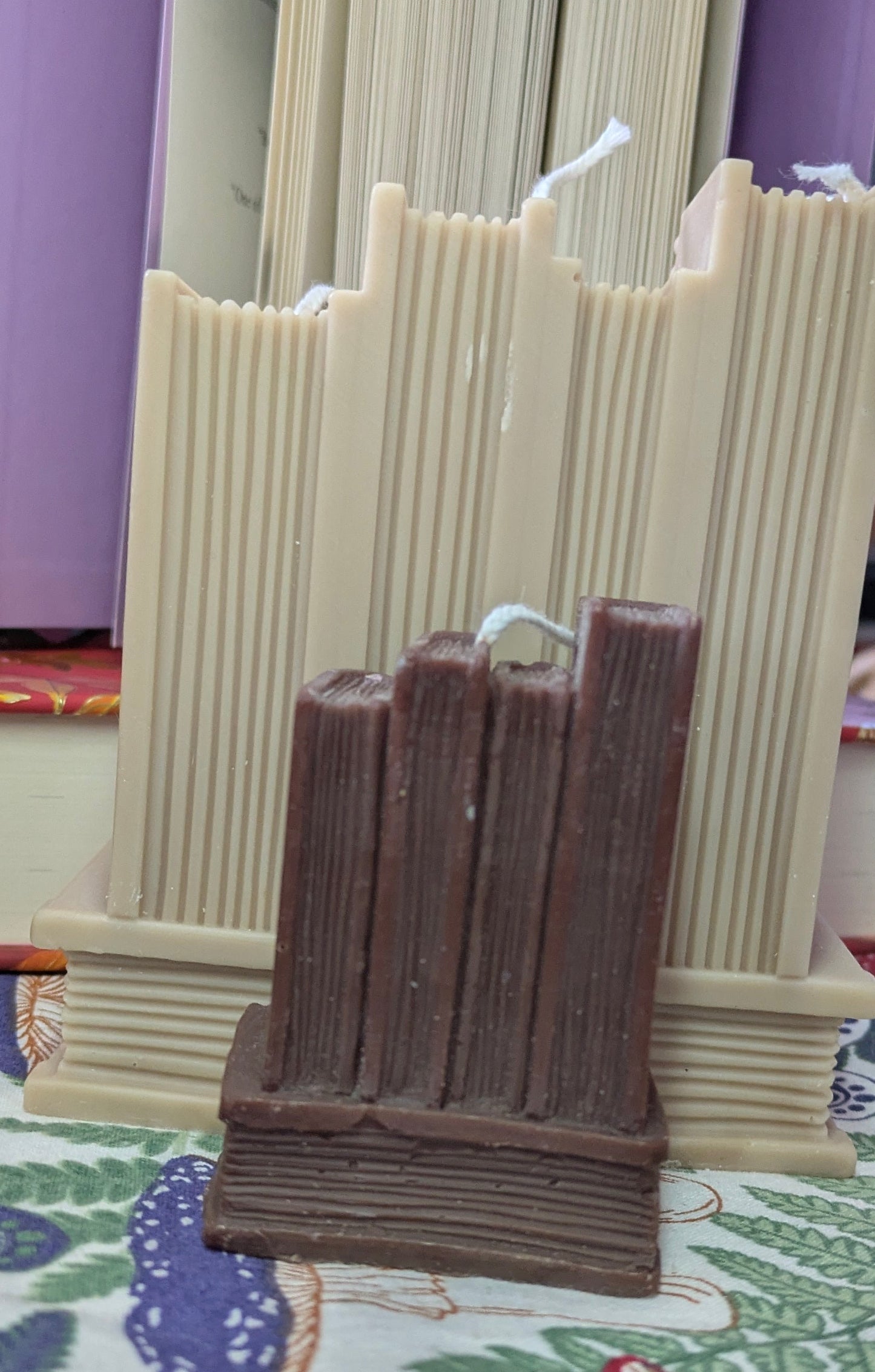 Book Stack Ornamental Candle