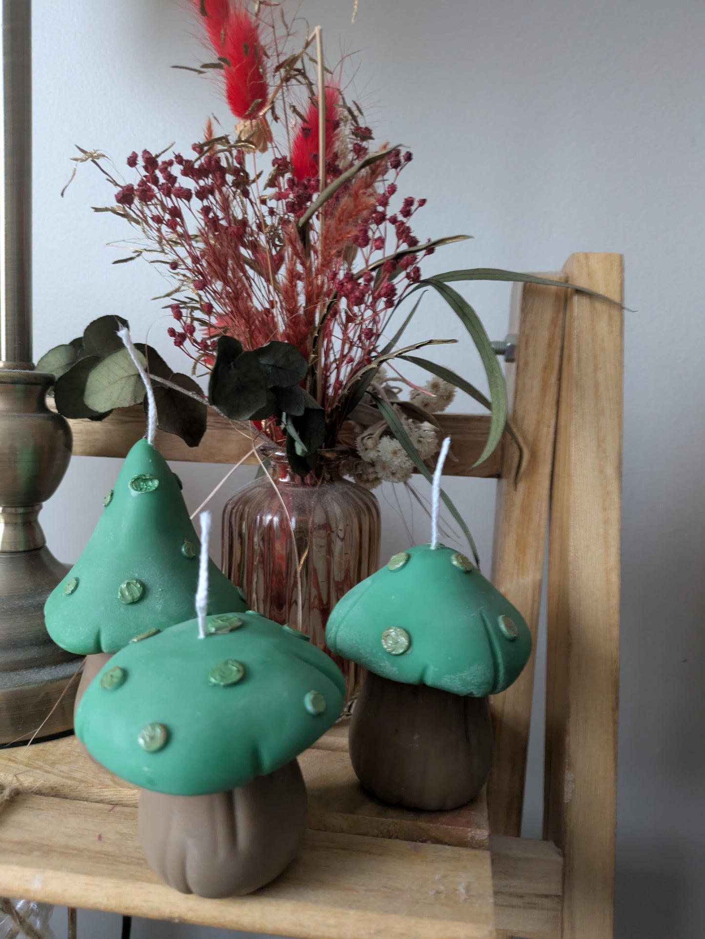 Green Mushroom Candles - Autumn Decor (reclaimed collection)
