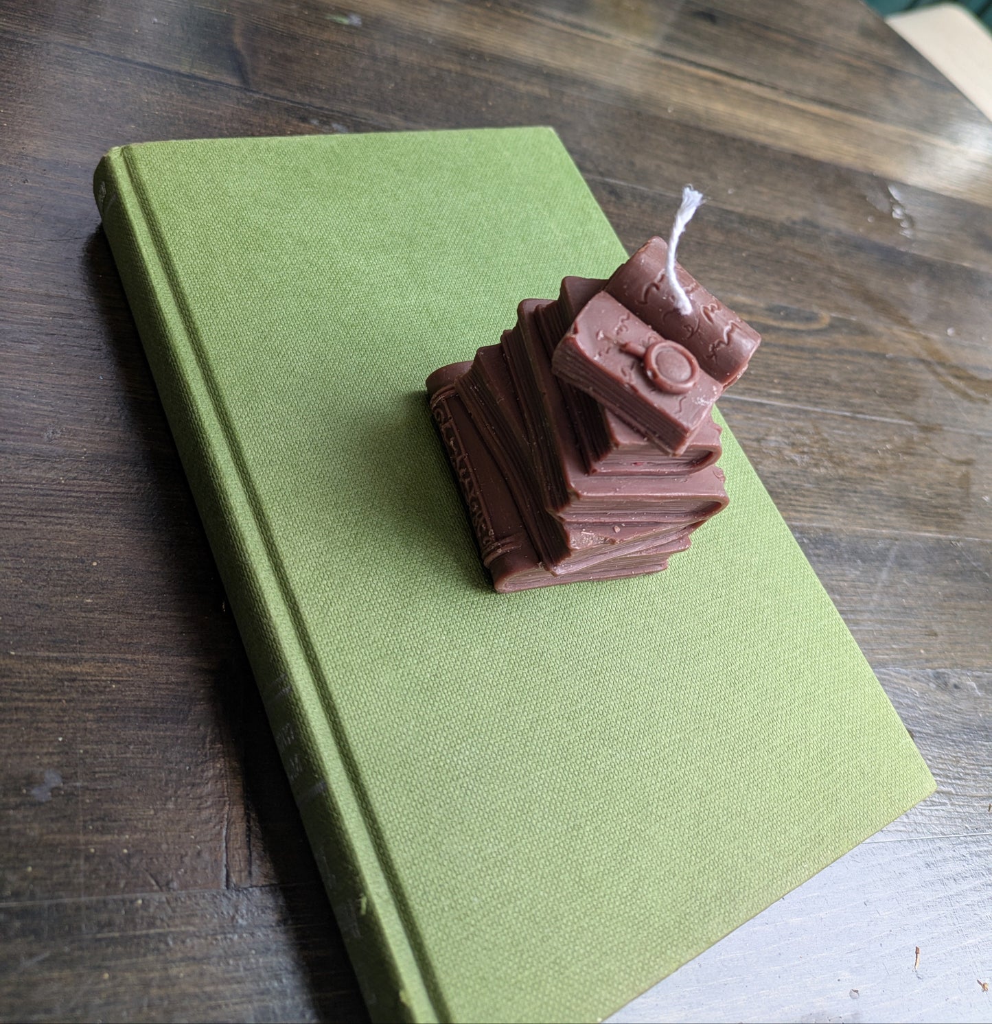 Small Sculpted Look Bookstack Candles - Browns & whites
