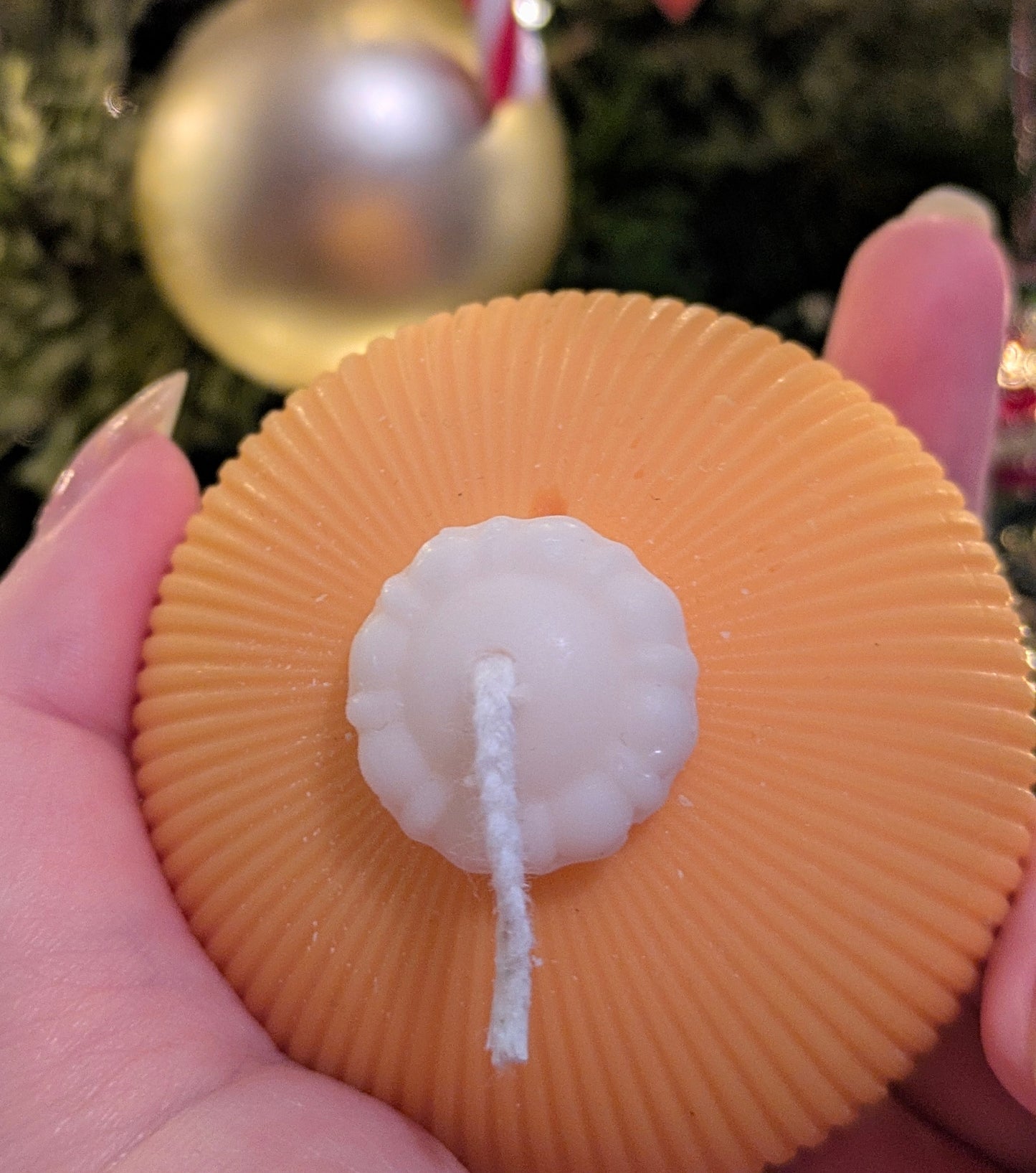 Christmas Vintage Bauble Candles - Yellow Ribbed (B Grade) - VitaUnlimited