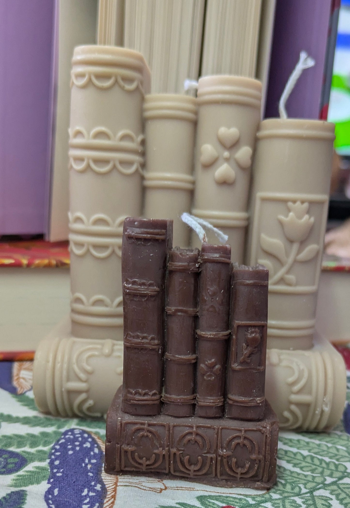 Book Stack Ornamental Candle