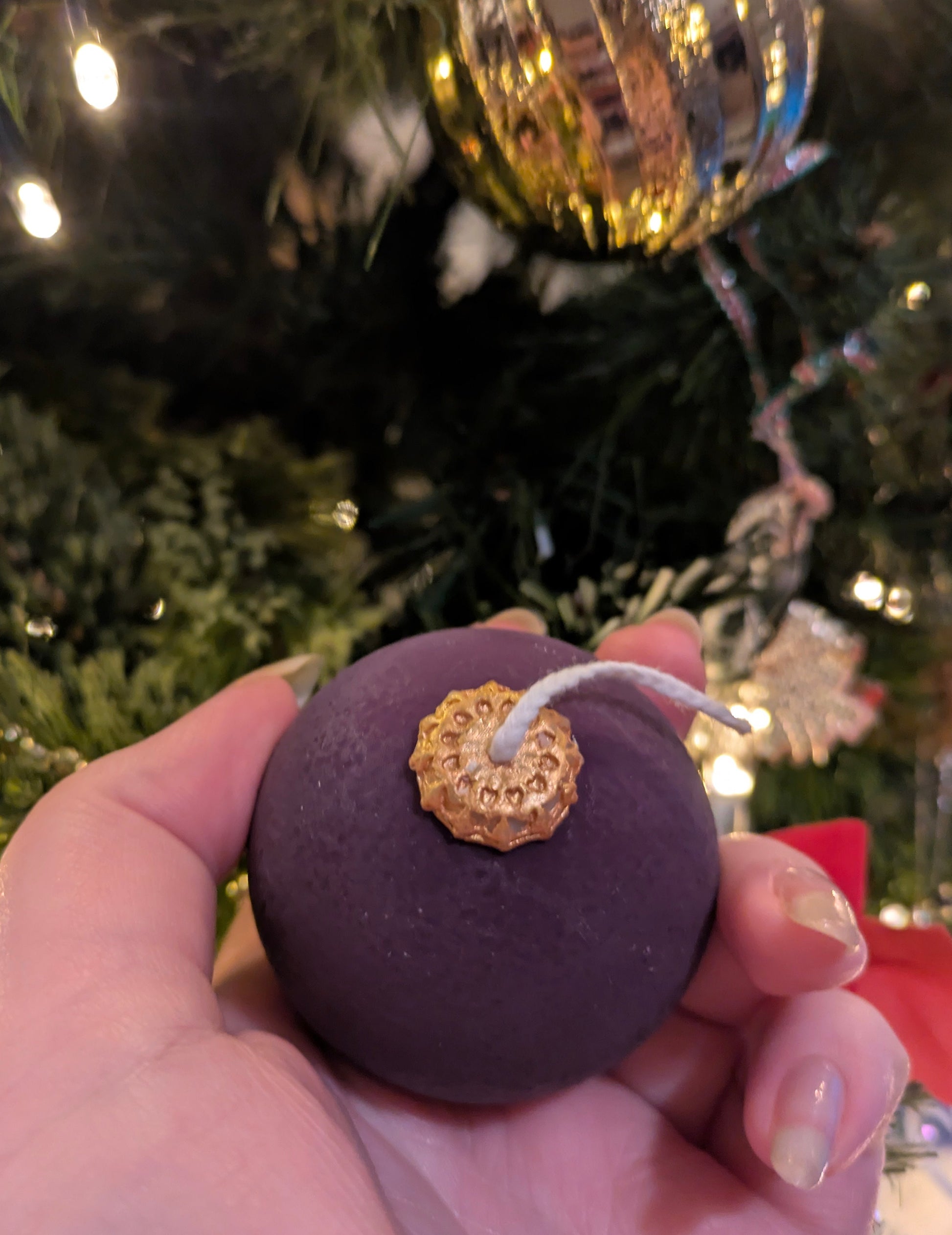 Christmas Vintage Bauble Candles - Purple Textured - VitaUnlimited