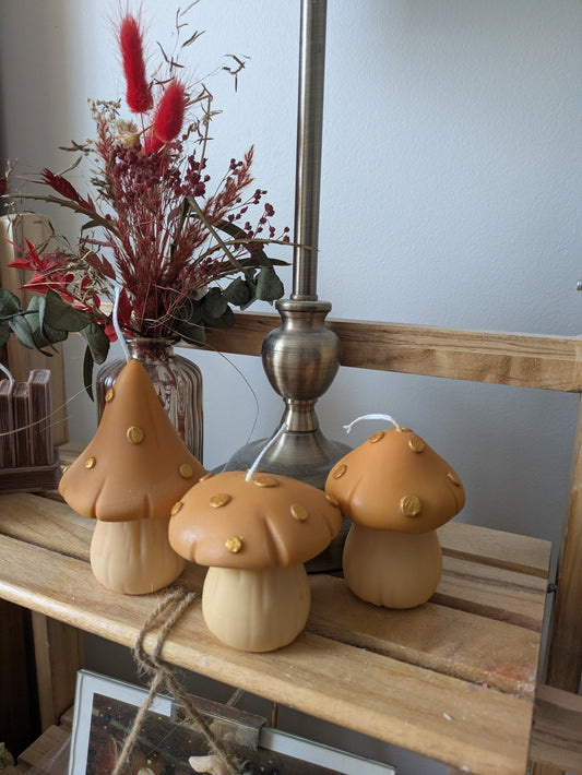 Golden Mushroom Candles - Autumn Decor (reclaimed collection)