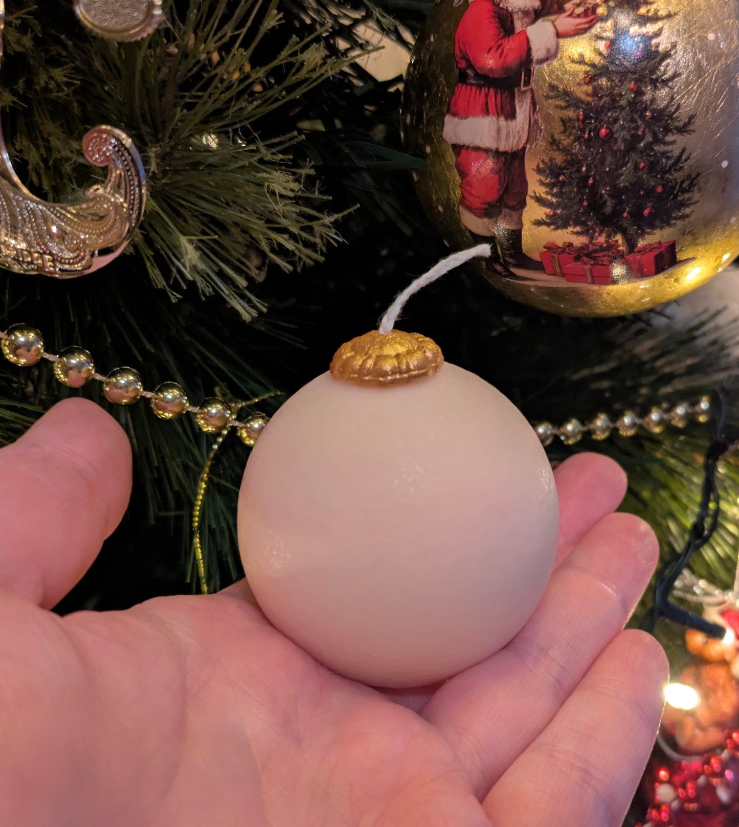 Christmas Vintage Bauble Candles - White Textured - VitaUnlimited