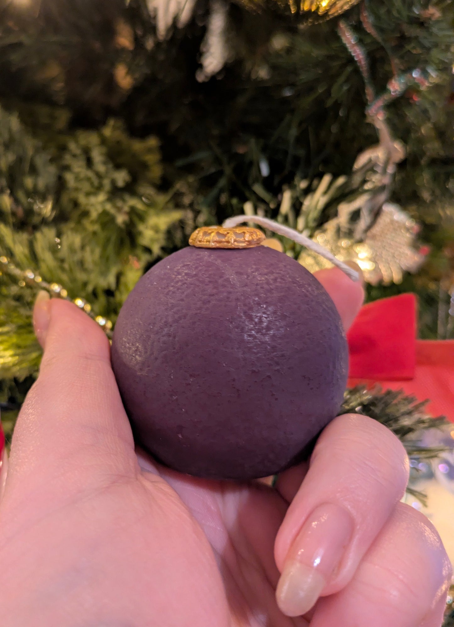 Christmas Vintage Bauble Candles - Purple Textured - VitaUnlimited