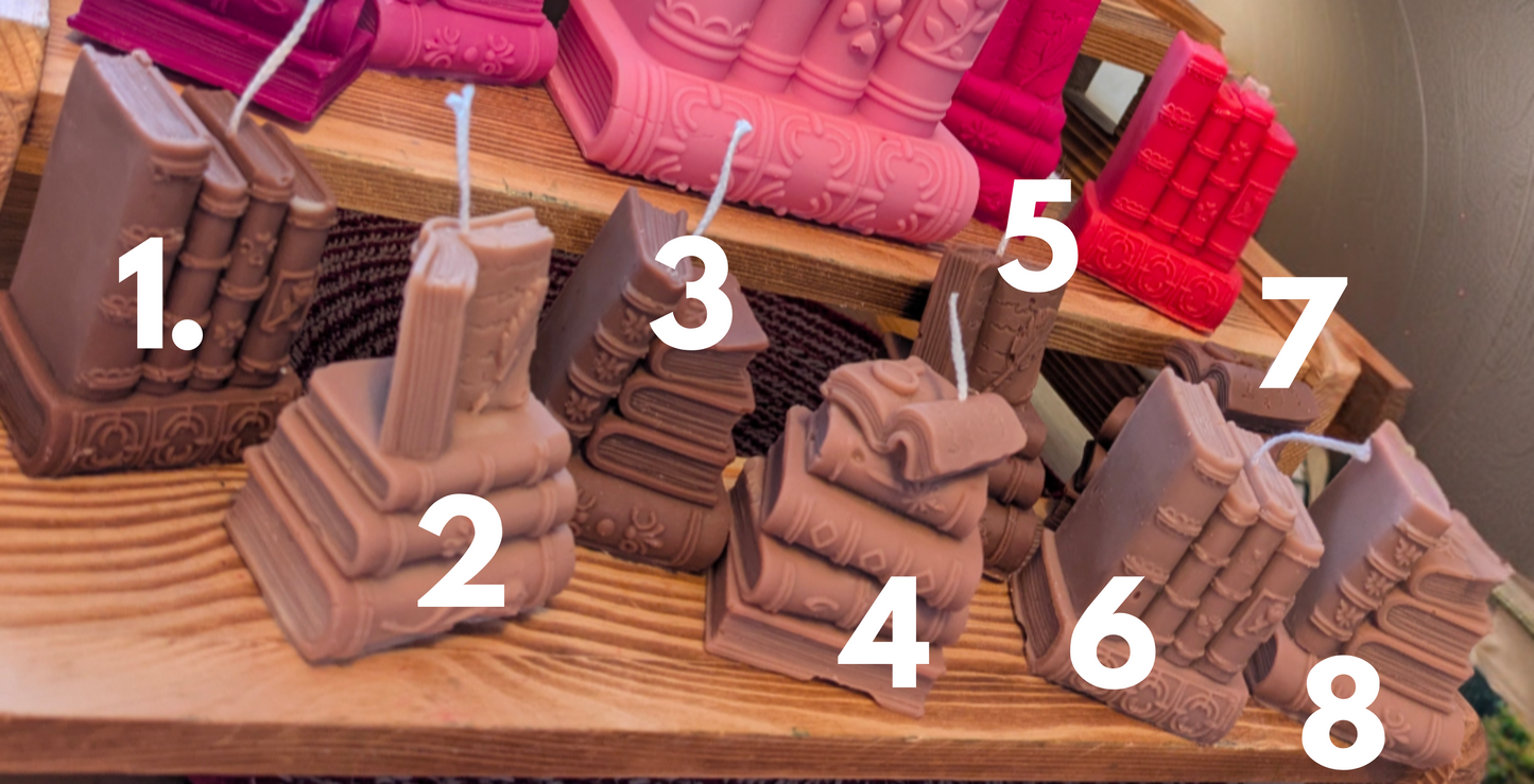 Small Sculpted look Bookstack Candles - Browns