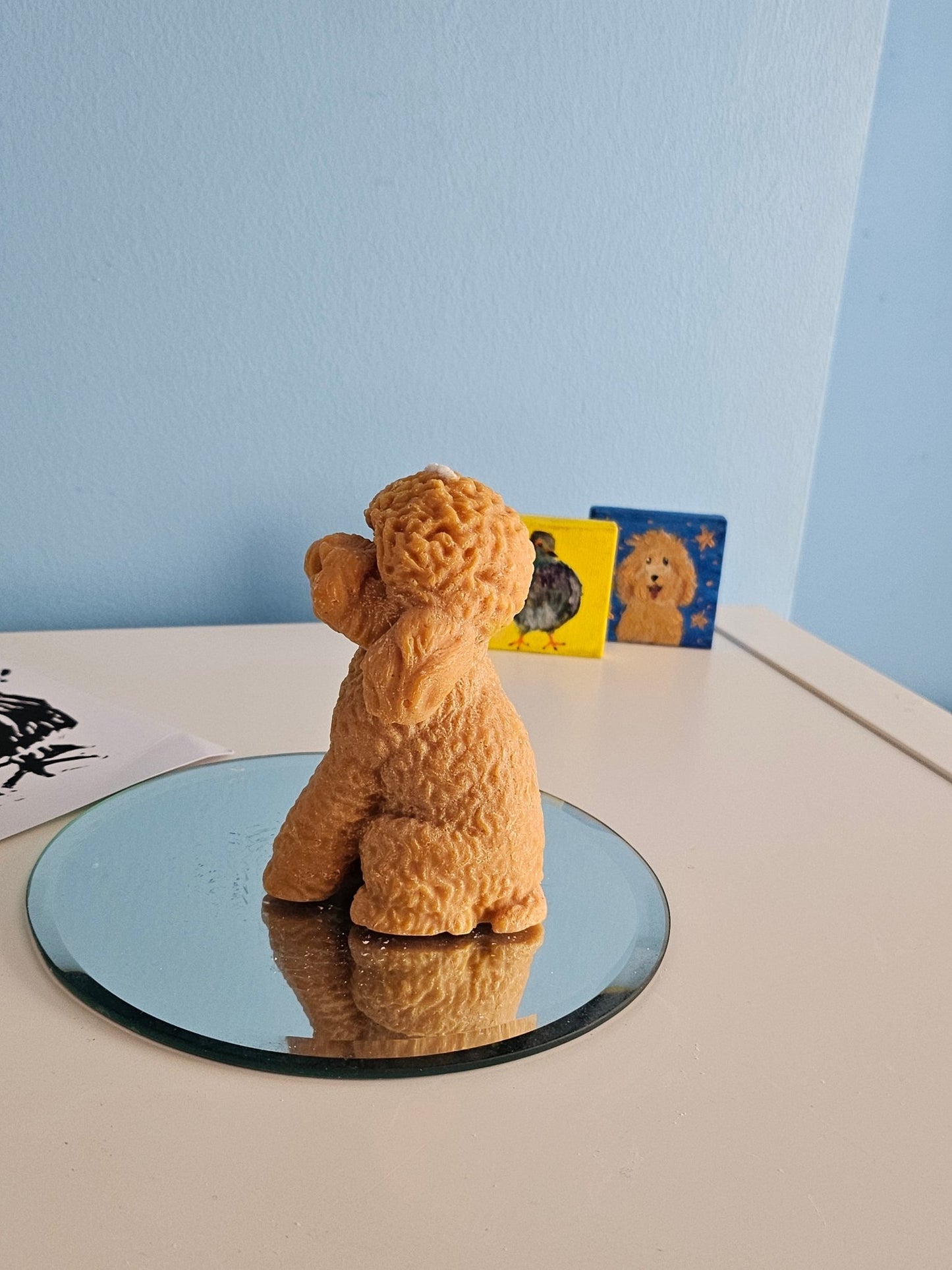 Sitting Toy Poodle Dog Candle - VitaUnlimited