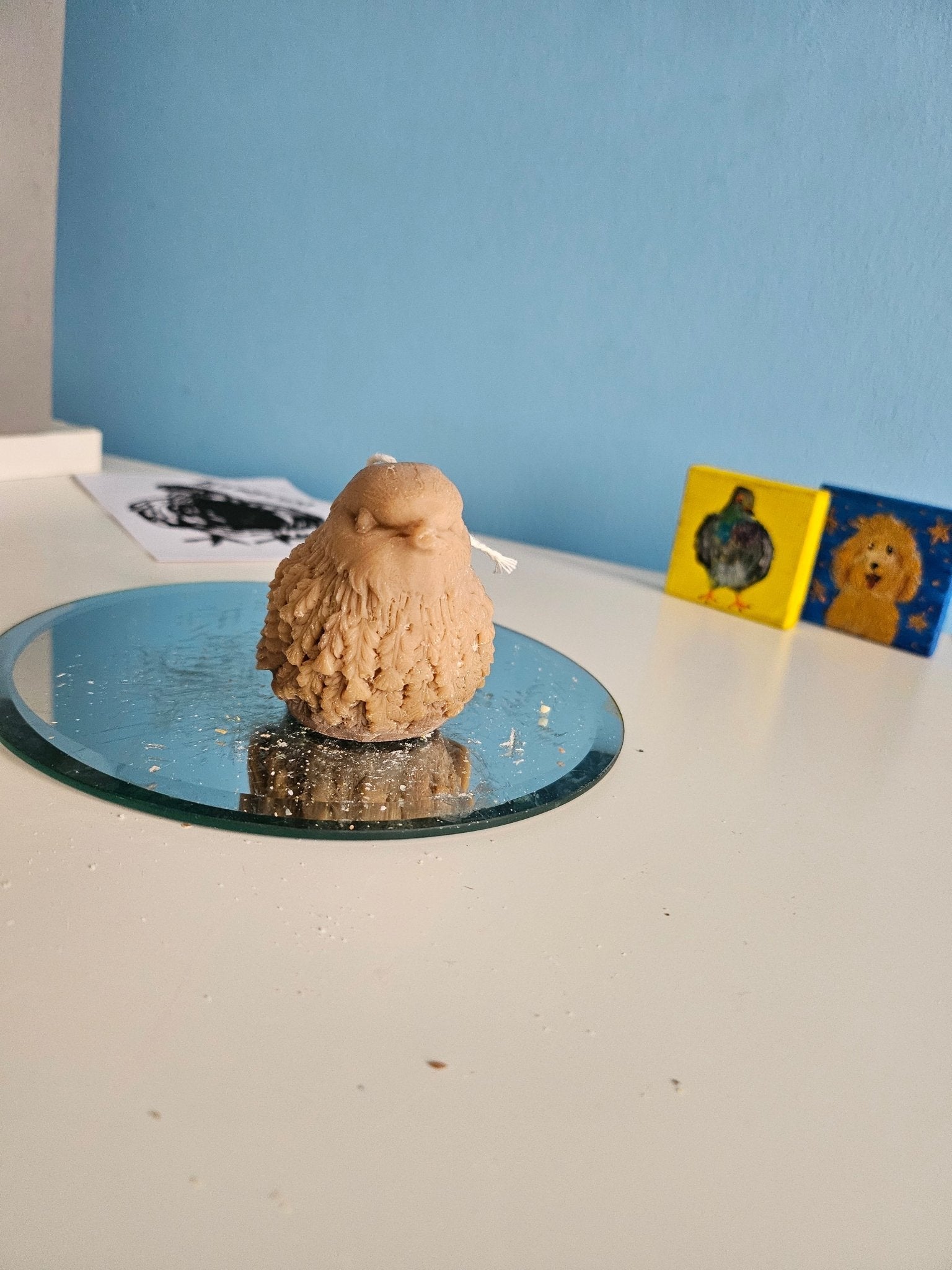Small Brown Bird Candle (Chipped Beak) - VitaUnlimited