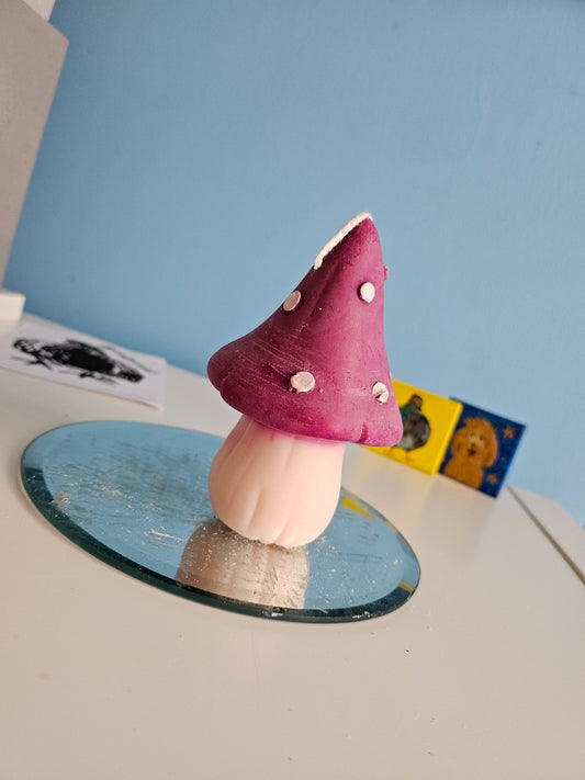 Tall Mushroom Candle - Handpainted - VitaUnlimited